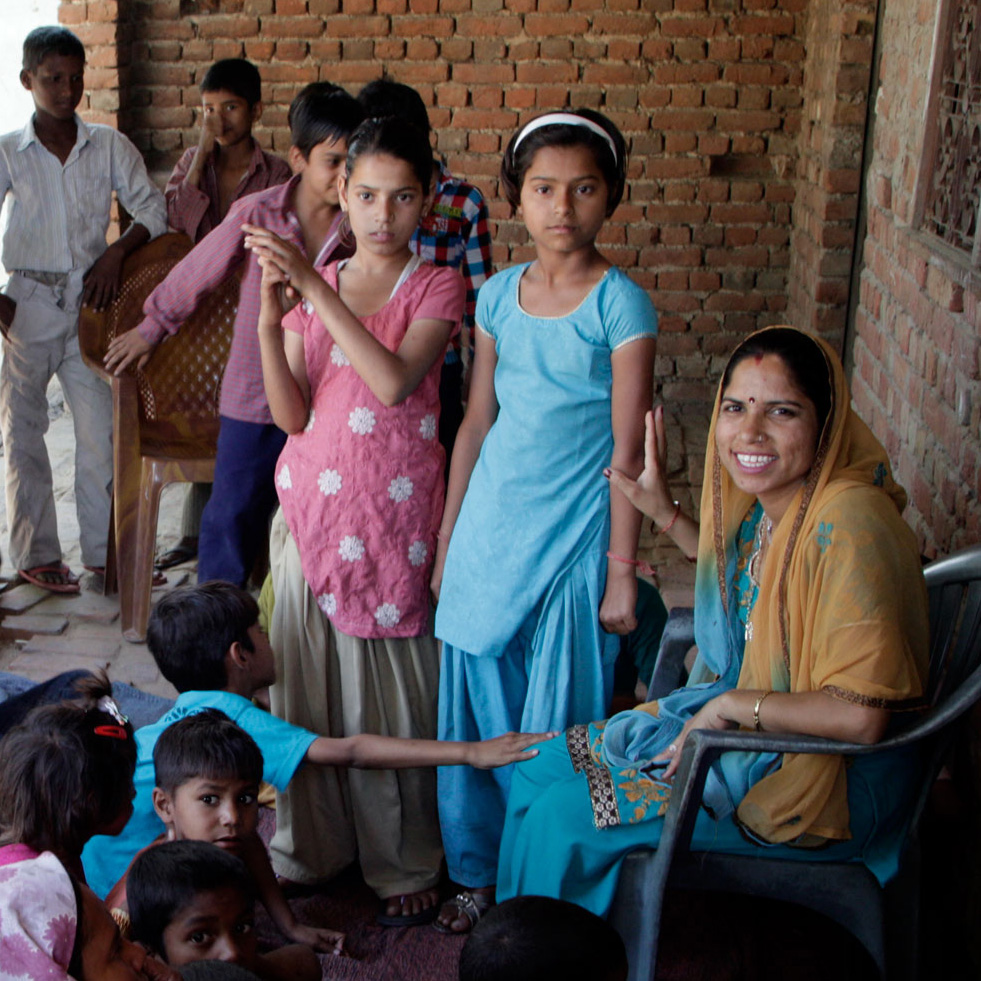Rekha with children from her village-2